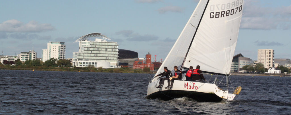 Keelboat sailing in Cardiff Bay