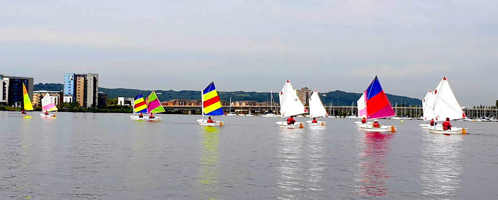 Optimists Sailing in Cardiff Bay